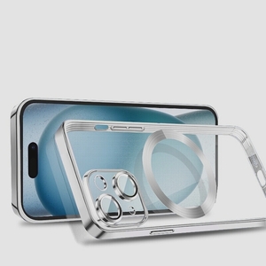 送料無料★iPhone 15 Plus ケース Magsafe対応 レンズ保護 TPU ソフトケース 軽い クリア (きんいろ)