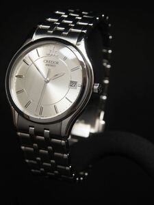【動作品】SEIKO セイコー CREDOR クレドール　8J86-7A00 SS クォーツ メンズ 腕時計 シルバー文字盤 デイト