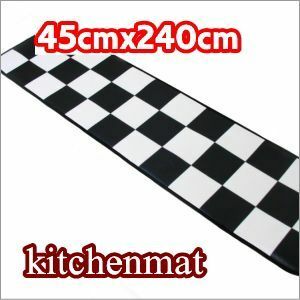 キッチンマット 白黒市松模様 東リ クッションフロア 約45ｃｍＸ240ｃｍ