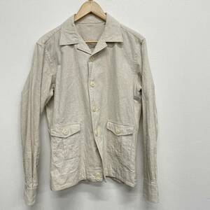 【RING JACKET】リングヂャケット★コットンリネンブルゾン シャツジャケット Oatmeal Cotton/Linen Blouson sizeM 56100S01G 02