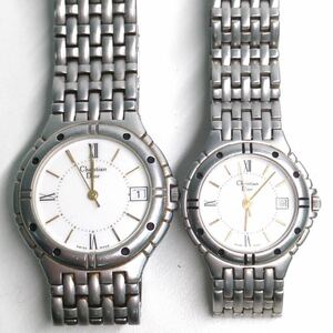 【不動品】Christian Dior クリスチャンディオール 腕時計 メンズ レディース ペア2点セット クォーツ　14 T100
