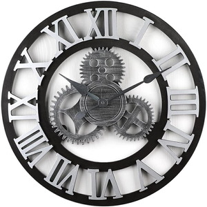 歯車 壁掛け時計 ローマ数字 アンティーク 壁掛け 雑貨 時計 レトロ 北欧 デザイナーズクロック ウォールクロック 欧風 アナログ ウッド