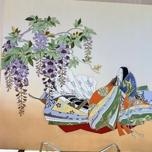 色紙（603説明文あり）A　日本画　東聖観による源氏物語の色紙　★高度箔押印刷　日本画