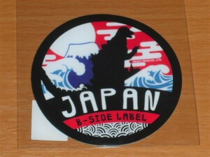 ◆ゴジラ ステッカー◆ゴジラ 赤富士 JAPAN 丸形◆B SIDE LABEL◆
