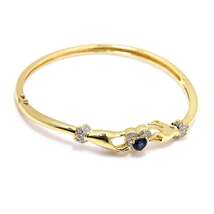 サファイヤ 0.60ct ダイヤ 0.25ct バングル 17cm K18 YG イエローゴールド 750 ブレスレット ハート Sapphire Diamond Bangle 90197192_画像3