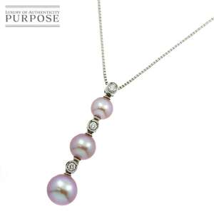 淡水真珠 ダイヤ 0.09ct Pt プラチナ ネックレス 45cm パール Pearl Necklace 90220072