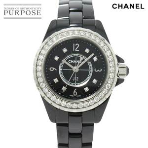 シャネル CHANEL J12 29mm H2571 ダイヤベゼル レディース 腕時計 ブラック セラミック 8Pダイヤ クォーツ ウォッチ 90218960