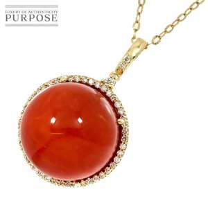 ..15.3mm diamond 0.26ct K18 YG necklace 45cm yellow gold 750 coral [so-ting attaching ] Necklace 90213400