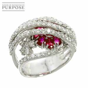 リング 12.5号 ルビー 1.87ct ダイヤ 2.80ct K18 WG ホワイトゴールド 750 指輪 Ruby Ring 90222882