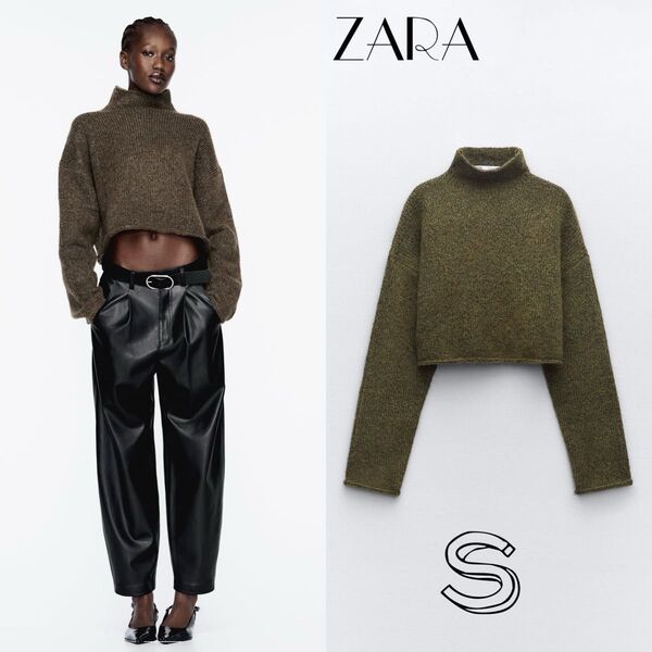 ZARA ニット クロップド コージーセーター　新品　タグ付き