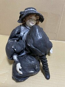 置物 陶器 人形 女性 西洋 アンティーク調 黒