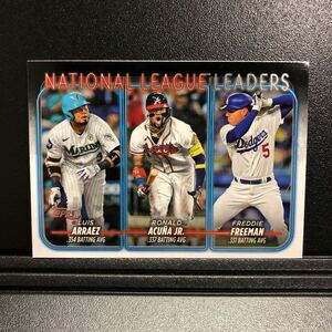 National League Leaders 2024 Topps Series1 #206 Batting AVG Leaders Arraez Acuna Freeman