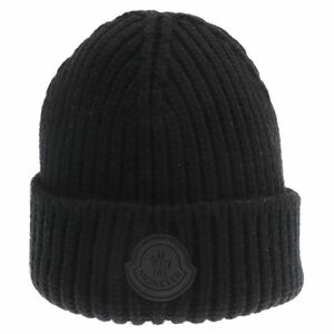 ★極美品★試着のみ★ MONCLER (モンクレール) BERRETTO TRICOT ラバーロゴ ニットキャップ ニット帽 ブラック #742284