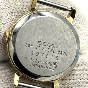 【電池切れ/本体のみ】SEIKO セイコー クォーツ 腕時計 ブラウン文字盤 オーバル ケースゴールド レディース 1421-5680の画像2