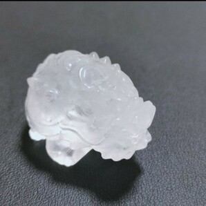金運風水【龍亀彫刻白いクォーツ】C105パワーストーン 水晶　インテリア