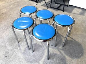 [ circle chair 5 legs set ] several buy possibility TKG M-24M 320×320×440mm folding chair blue medical care nursing eat and drink shop chair pipe circle folding chair office work supplies 