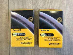 ★同梱時送料無料 未使用 2本セット Continental コンチネンタル RACE28 700×18-25C 仏式チューブ バルブ長60mm 即決