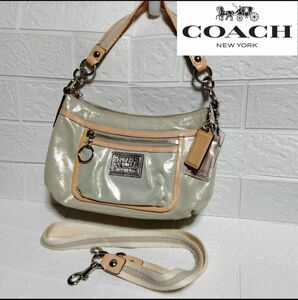 COACH(コーチ) エナメル ショルダーバッグ 斜め掛け ハンドバッグ 