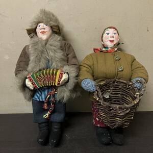[2-218]海外　ロシア　民族衣装　人形　アコーディオン　女性　インテリア　レトロ　アンティーク　ヴィンテージ