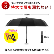 折り畳み傘 折りたたみ 自動開閉 ケース ワンタッチ おしゃれ メンズ レディース 折り畳み傘 12本 大き目 頑丈 撥水 紺 ネイビー MA0286NV_画像4