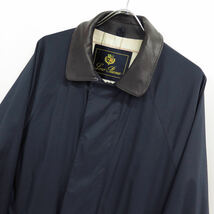 LORO PIANA HORSEY JACKET MEN'S M ロロピアーナ ナイロン ジャケット ステンカラー コート 襟 レザー ネイビー イタリア製 メンズ_画像3