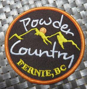 濃茶PC円◆激渋POWDER COUNTRYカナダ FERNIE CANADAフェルニエ　ファーニー スキー雪山登山ブリテッシュ コロンビア 刺繍ワッペン◇衣服DIY