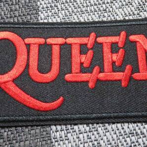 黒赤QN長方形　英語◆新品▼クイーン　Queen　英国　イギリス・ロンドン　ロックバンド　刺繍ワッペン（パッチ）激渋◆音楽　ミュージック