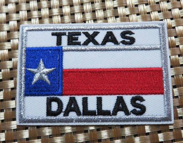 白青赤TS州旗◆激渋ダラスDallas　テキサスTexasアメリカ　州フラッグ旗　刺繍ワッペン《ガスモンキー　ミリタリー》■洋服・衣類・衣服DIY