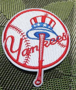 白赤NU帽子型◆激渋MLB ニューヨーク・ヤンキース New York Yankees野球ベースボール刺繍ワッペン激渋◎アメリカ スポーツ メジャーリーグ