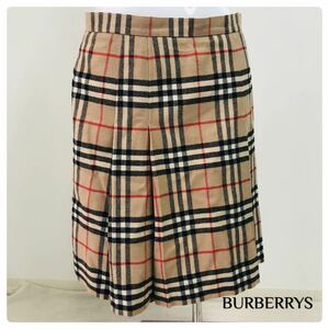 * BURBERRY Burberry z pleated skirt noba check wool beige waist approximately 72. height 49.*