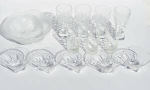 当時物 SASAKI GLASS 東洋佐々木ガラス カットグラス２種７個＆カットガラス容器５個セット 昭和レトロ