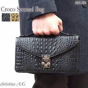 [ golden week special price ][ free shipping ][ super-discount price ][ new goods ][ bag ] cow leather * crocodile type pushed .* the back side purse with function * key attaching * second bag 