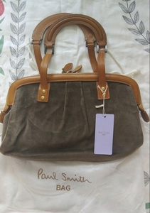[ free shipping ][ tag equipped ]Paul Smith Paul Smith shoulder .. back * khaki ** cow leather * corduroy 