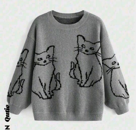 猫柄　 セーター 長袖 ニット