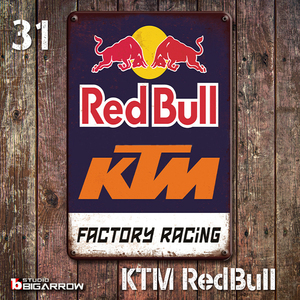 31 ブリキ看板 20×30㎝ RedBull KTM レッドブル ガレージ スチール アンティーク アメリカンインテリア 世田谷ベース