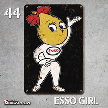 44 ブリキ看板 20×30㎝ ESSO GIRL エッソガール ガレージ スチール アンティーク アメリカンインテリア 世田谷ベース_画像3