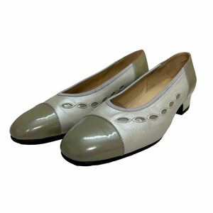 BC494 GINZA YOSHINOYA Ginza yo shino ya pumps 22.5cm soft green leather excellent made in Japan 