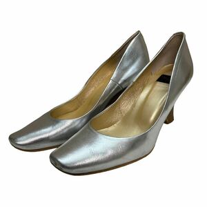 BC621 Himiko Himiko Ladies Pumps 24 см серебряной кожи, сделанная в Японии