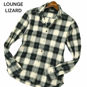 LOUNGE LIZARD ラウンジリザード 通年 シワ加工★ 長袖 チェック シャツ Sz.1　メンズ 日本製　A4T00872_1#C