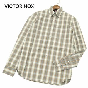 【新品 未使用】 VICTORINOX ビクトリノックス 通年 SLIM FIT ストレッチ ロゴ刺繍 長袖 チェック シャツ Sz.XS　メンズ　A4T00920_1#C