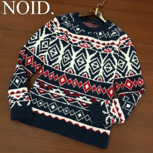 NOID. ノーアイディー 秋冬 ネイティブ柄★ ボア ニット セーター Sz.1　メンズ　A3T13698_B#K