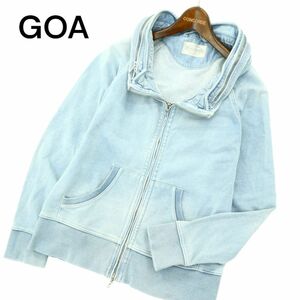 GOA ゴア 通年 vintage denim hoodie bono★ 加工 ボノ フード スウェット デニム ブルゾン ジャケット Sz.S　メンズ　A4T01161_2#O