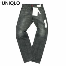 【新品 未使用】 UNIQLO ユニクロ USED加工 レギュラーフィット ストレート デニム パンツ ジーンズ Sz.30　メンズ 日本製　A4B00687_2#R_画像1