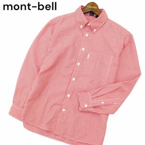 mont-bell モンベル 1104949 通年 WIC.ドライタッチ★ シアサッカー 長袖 ギンガム チェック シャツ Sz.S メンズ アウトドア　A4T01168_2#C