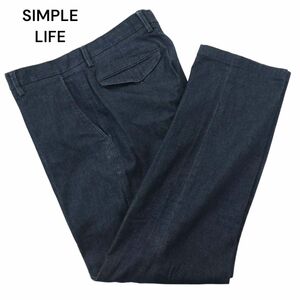 SIMPLE LIFE シンプルライフ レナウン ストレッチ★ インディゴ デニム スラックス パンツ ジーンズ Sz.82　メンズ　A4B00710_2#R