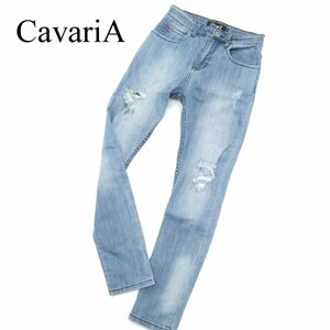 CavariA キャバリア クラッシュ加工★ ストレッチ スキニー デニム パンツ ジーンズ Sz.42　メンズ　A3B03560_7#R