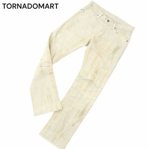 TORNADOMART トルネードマート ワックス コーティング★ シューカット ストレッチ デニム パンツ ジーンズ Sz.S　メンズ　A4B00815_2#R