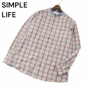 SIMPLE LIFE シンプルライフ レナウン 切替★ 長袖 バンドカラー チェック シャツ Sz.L　メンズ　A4T01416_2#A