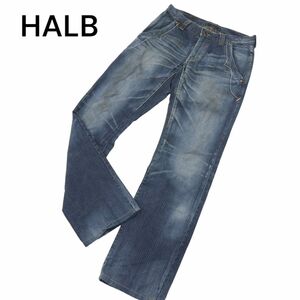 HALB ハルプ テットオム USED&汚し加工★ ストライプ デニム パンツ ジーンズ Sz.S　メンズ 日本製　A4B00919_2#R