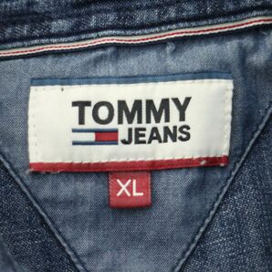 TOMMY JEANS トミーヒルフィガー 通年 USED加工★ ロゴ刺繍 長袖 ウエスタン デニム シャツ Sz.XL メンズ 大きいサイズ A4T01646_2#Cの画像6